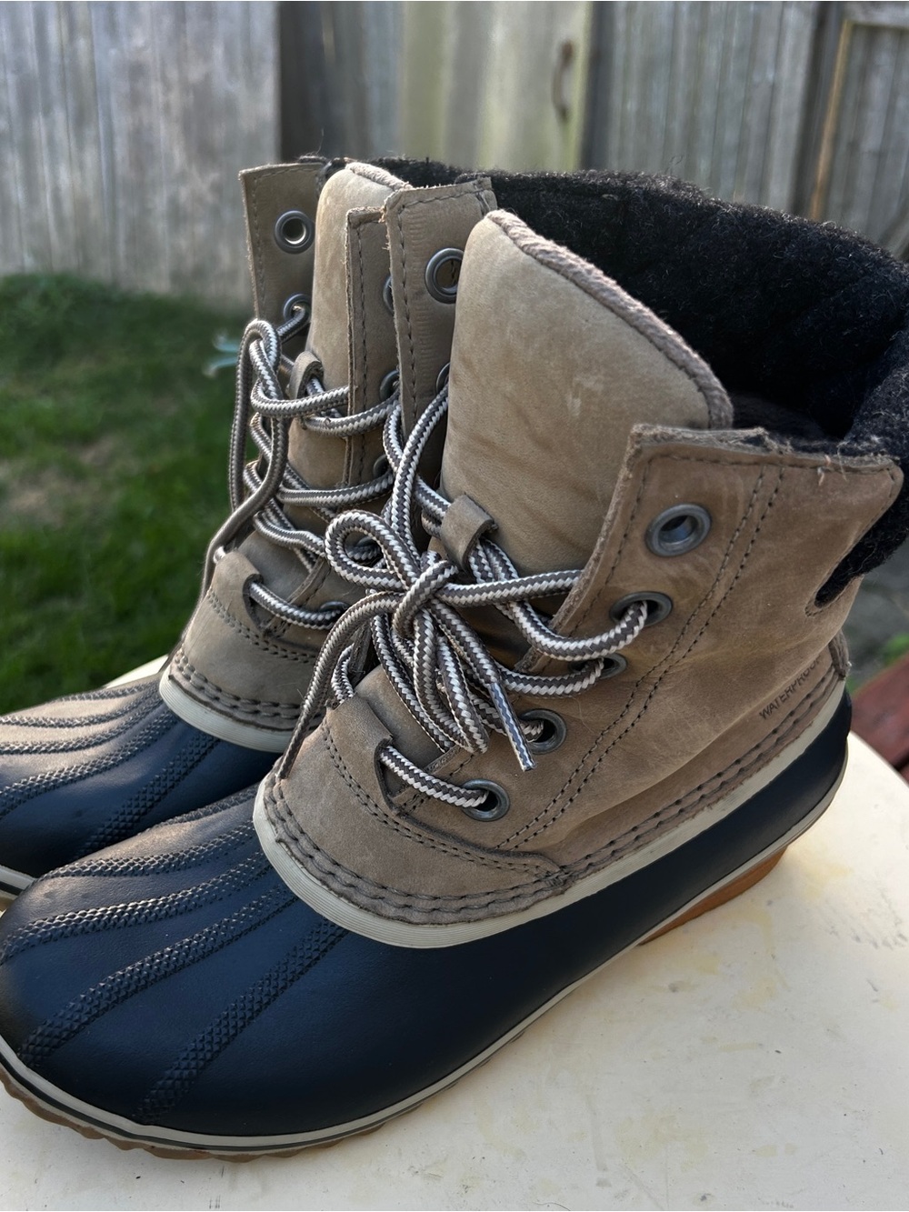Sorel Slimpack II Lace Waterproof Leather Duck Boots Brown Black Women’s 8.5